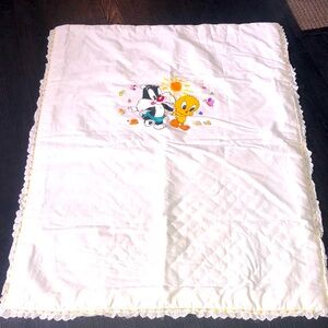 Looney Tunes Sylvester Tweety Bird Toddler Bed Comforter Blanket Vintage‎